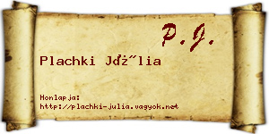 Plachki Júlia névjegykártya